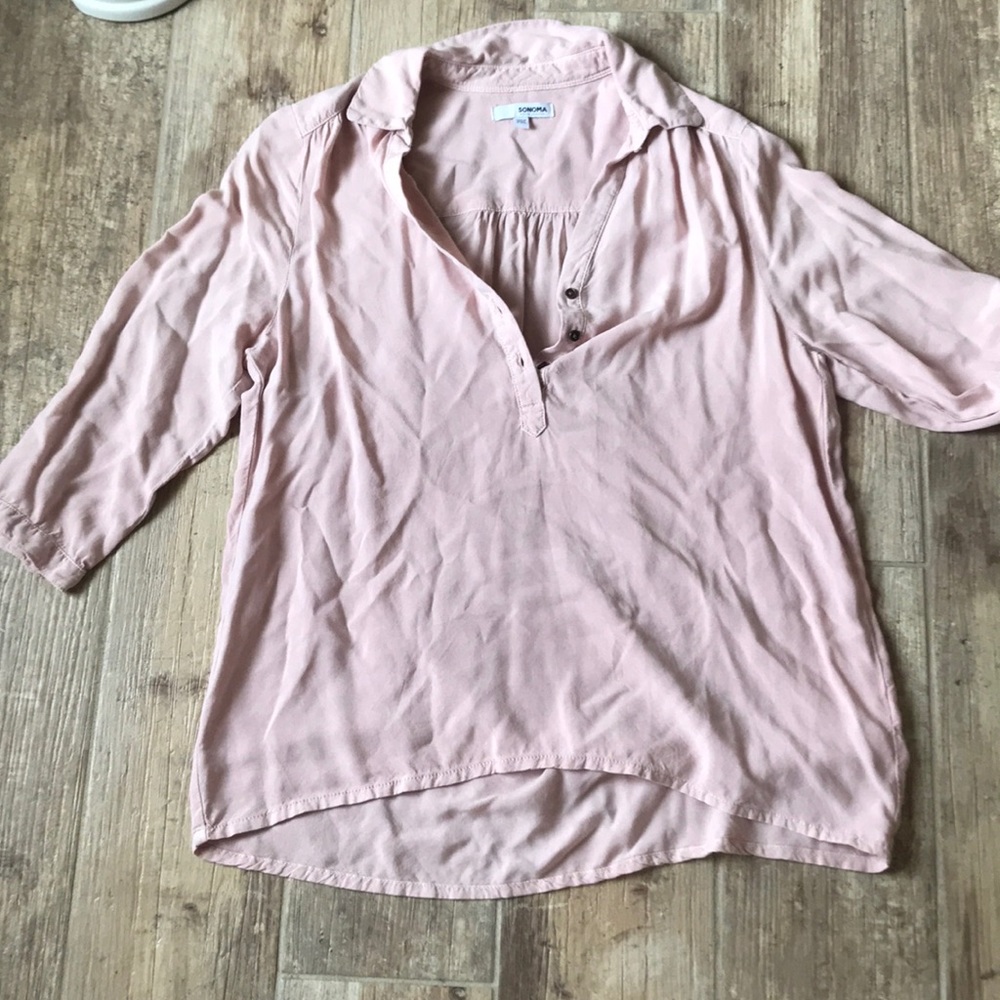 Button Down 3-4 Sleeve Blouse
